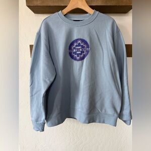 Vans|Pale blue Crewneck Sweater with VANS OFF THE WALL logo embroidery•Medium